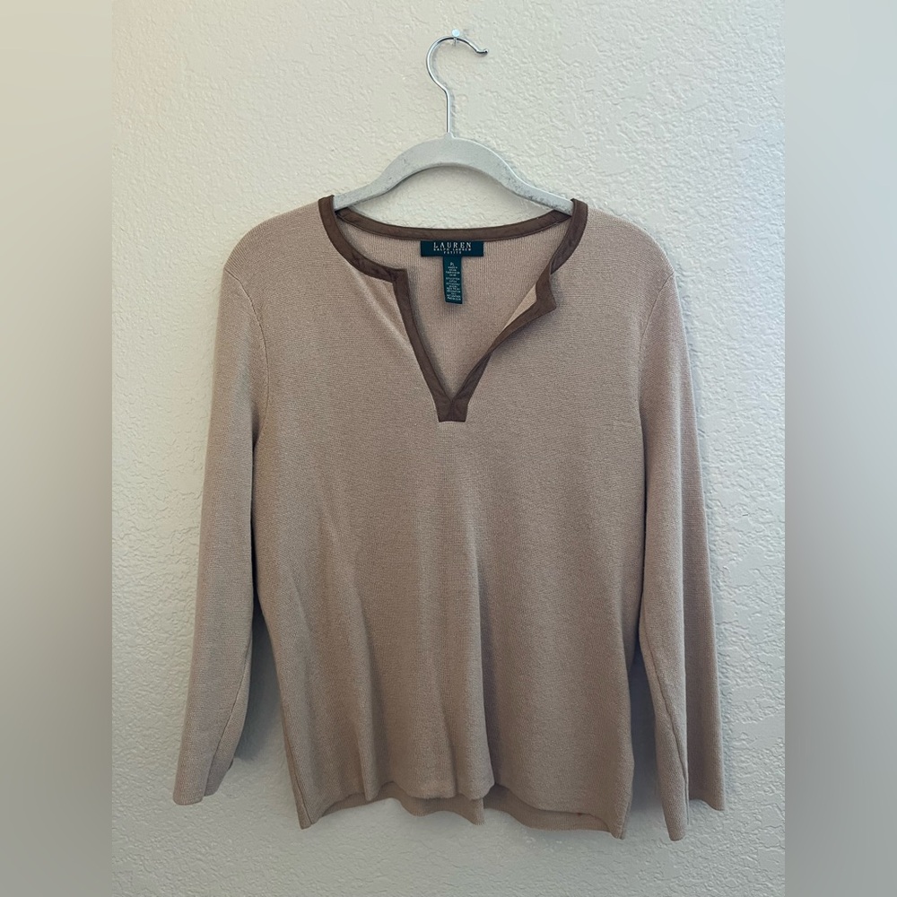 Ralph Lauren Leather Trimmed Top